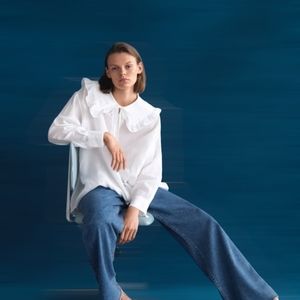 Zara Oversized Peter Pan Collar Top